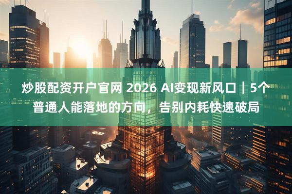 炒股配资开户官网 2026 AI变现新风口|5个普通人能落地的方向,告别内耗快速破局